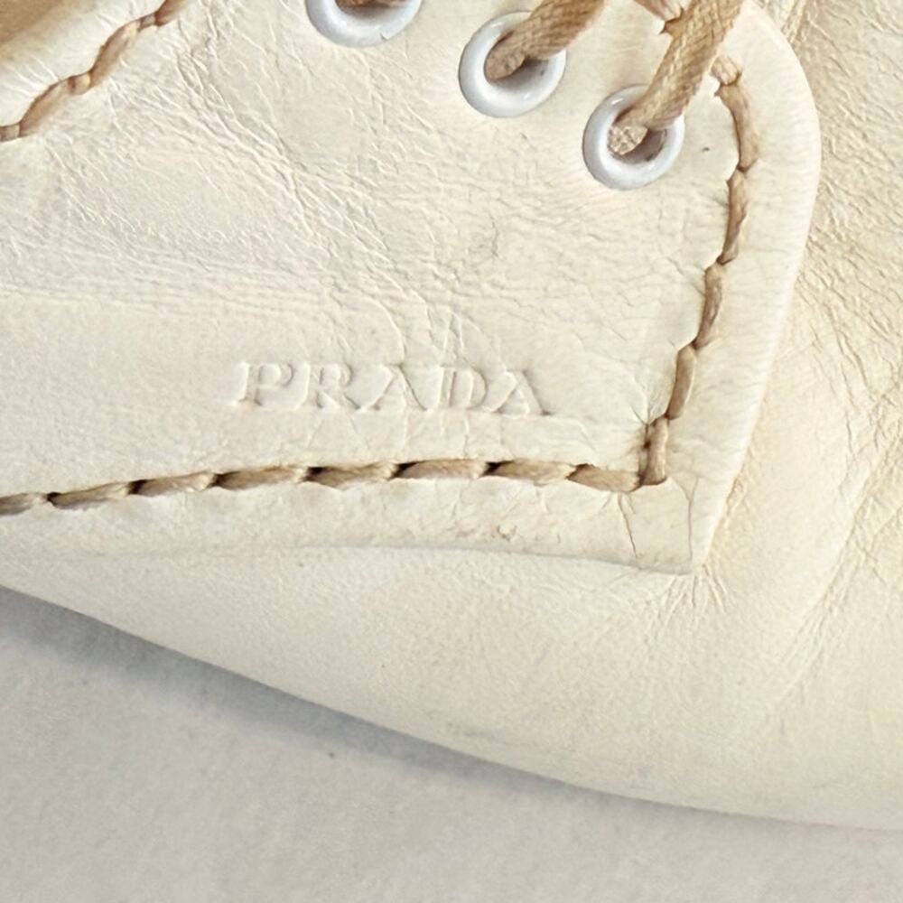 Prada 2024 Leather Platform Espadrilles EU 37.5 US 7.5 Off-White‎ - Picture 7 of 10